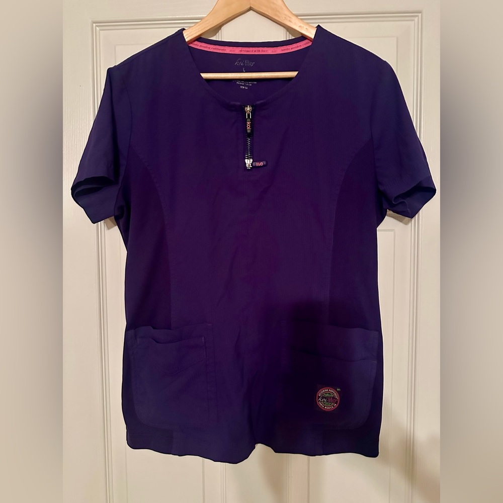 koi lite Vibrant Purple Zip-Front Medical Top